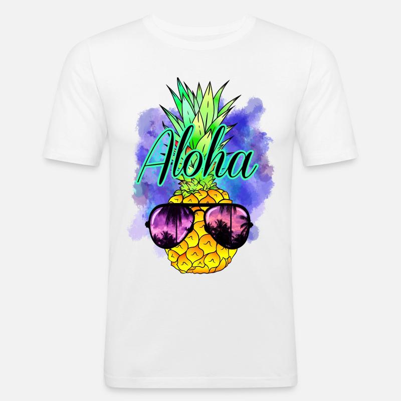 Aloha Ananas - Männer Slim Fit T-Shirt - Weiß