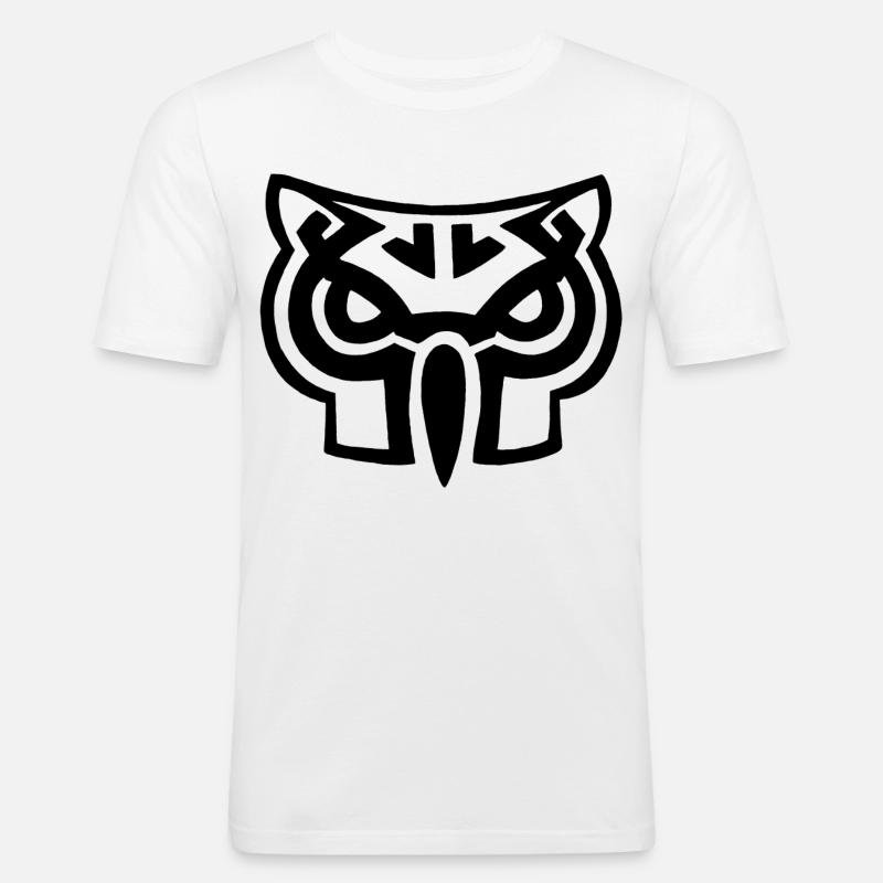 Schwarzer Eulenkopf - Männer Slim Fit T-Shirt - Weiß