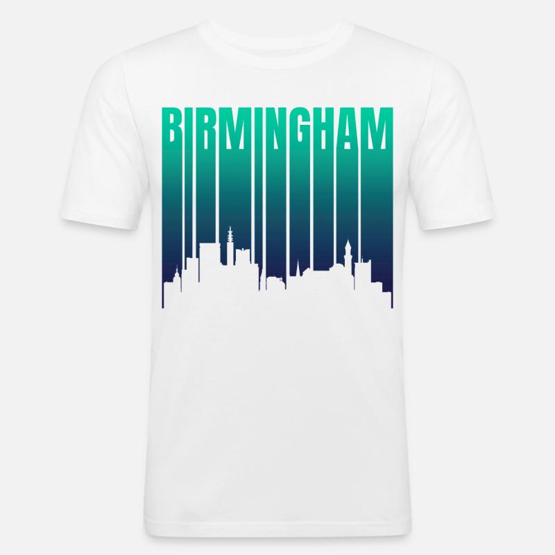 Birmingham Skyline Gradient - Männer Slim Fit T-Shirt - Weiß