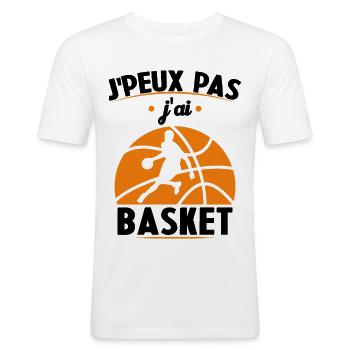Je Peux Pas J ai Basket Cadeau Joueur De Basket - T-shirt près du corps Homme - blanc - Devant - Nik (191cm)