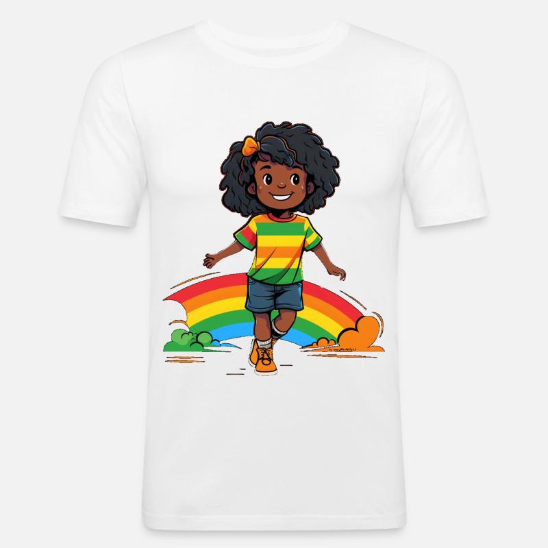 Lebendige Regenbogen Kinderdesign - Männer Slim Fit T-Shirt - Weiß