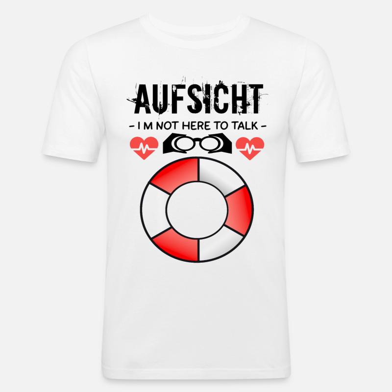 Aufsicht - Badeaufsicht - Männer Slim Fit T-Shirt - Weiß