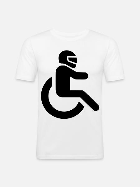 Rollstuhlfahrer mit Helm für WCMX-Rolle* - Männer Slim Fit T-Shirt - Weiß