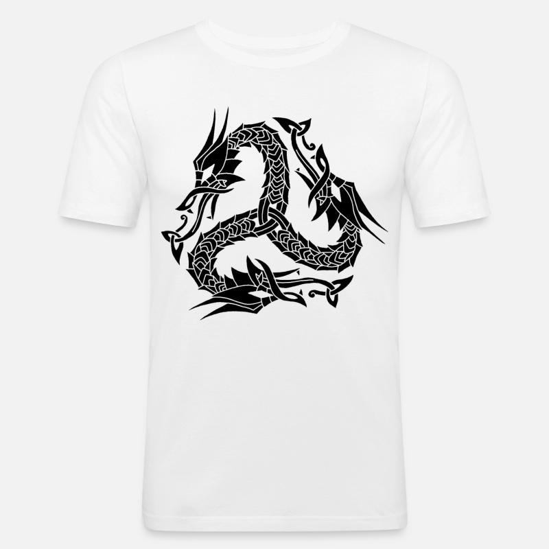 Idra nera celtica - Maglietta aderente da uomo - bianco