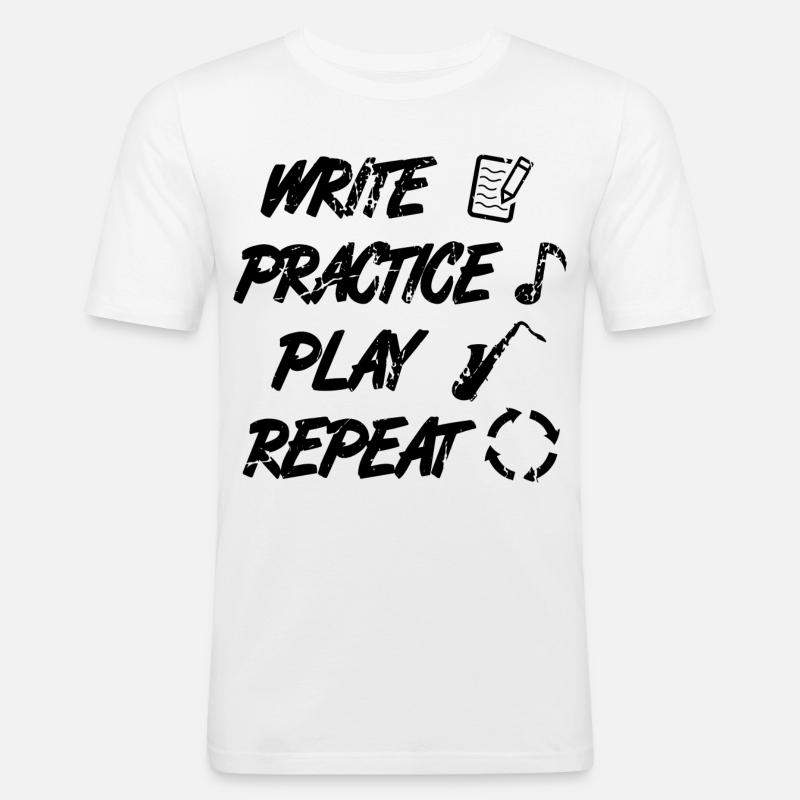 Writing, practicing, playing, repeating - Men's Slim Fit T-Shirt - white