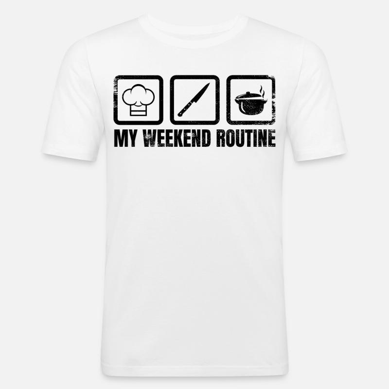 Meine Wochenendroutine - Männer Slim Fit T-Shirt - Weiß