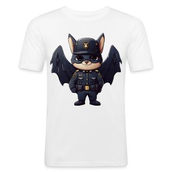 Fledermaus Polizist - Männer Slim Fit T-Shirt - Weiß - Vorne - Nik (191cm)