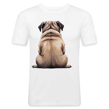 Mops - Männer Slim Fit T-Shirt - Weiß - Vorne - Nik (191cm)
