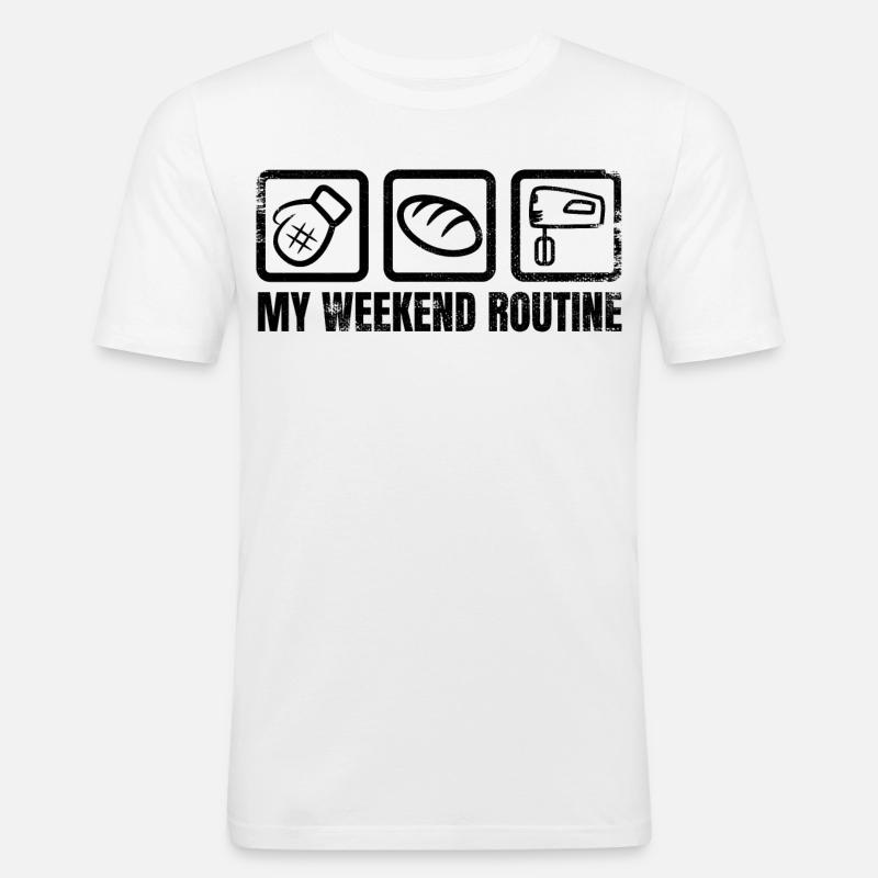 Wochenende eines Bäckers - Männer Slim Fit T-Shirt - Weiß