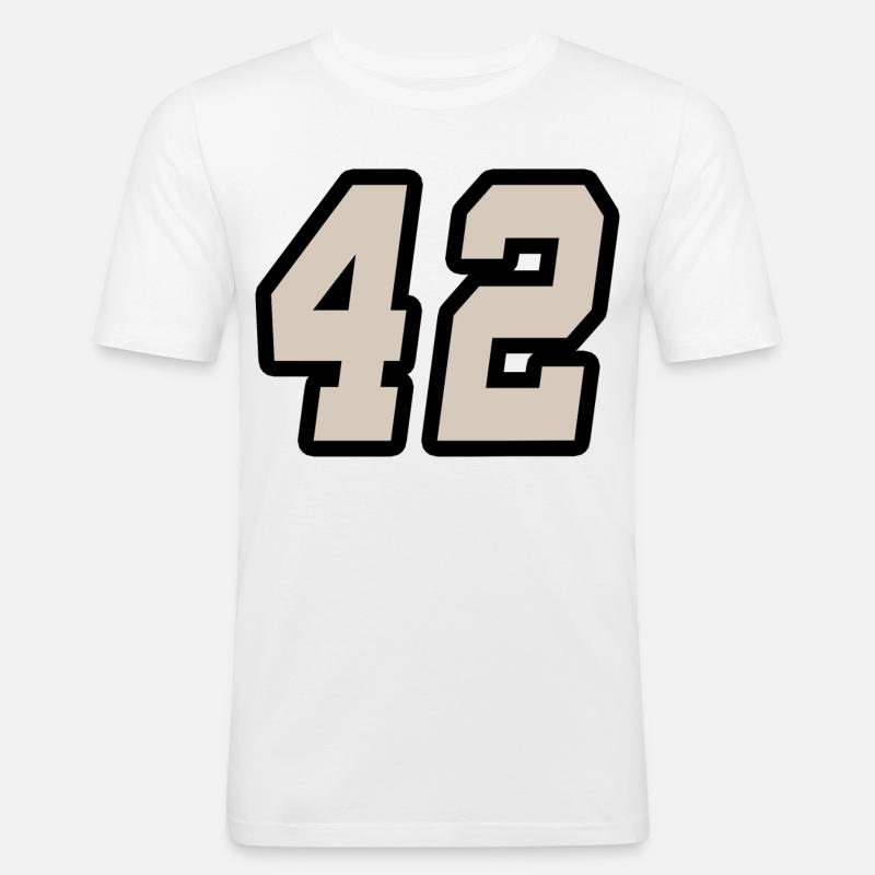 Nummer zweiundvierzig 42 - Männer Slim Fit T-Shirt - Weiß