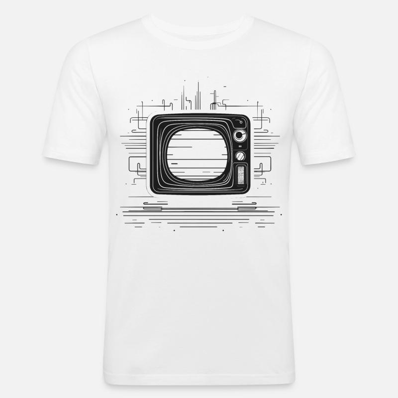Retro TV Zeichnung - Männer Slim Fit T-Shirt - Weiß