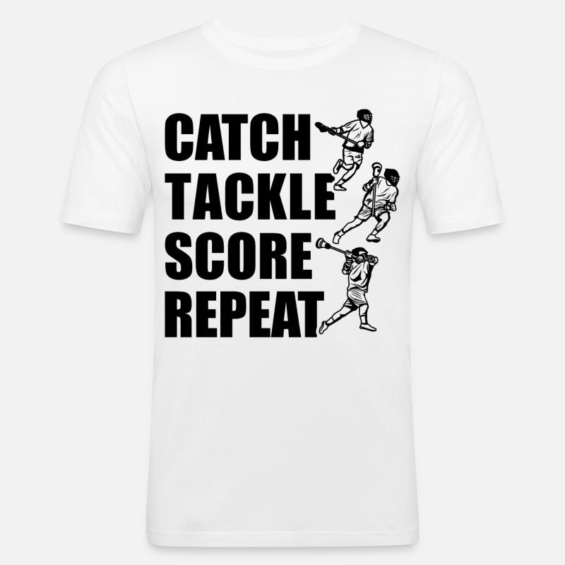 Attraper, plaquer, pointer, répéter - T-shirt près du corps Homme - blanc
