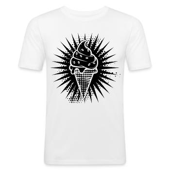 Eiscreme Tüte - Männer Slim Fit T-Shirt - Weiß - Vorne - Nik (191cm)