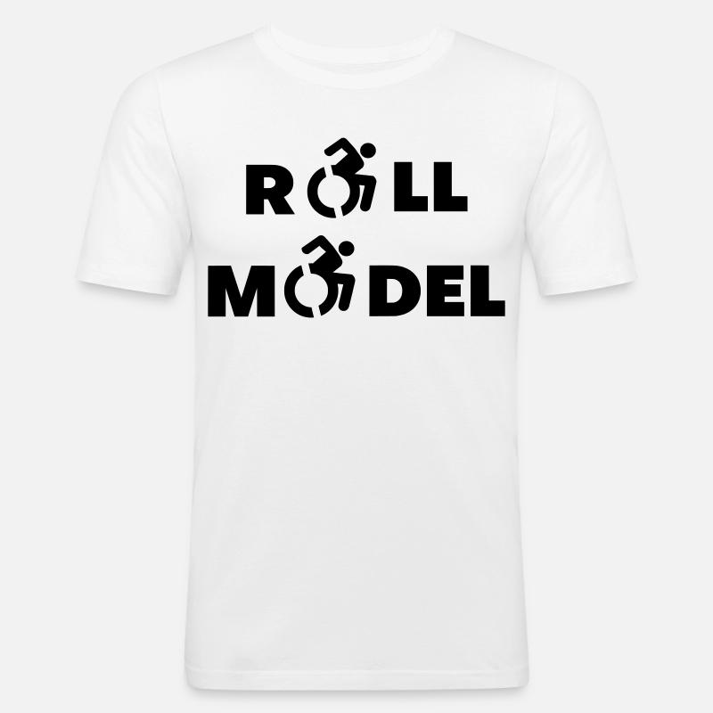Jeder Rollstuhlfahrer ist ein Vorbild # - Männer Slim Fit T-Shirt - Weiß