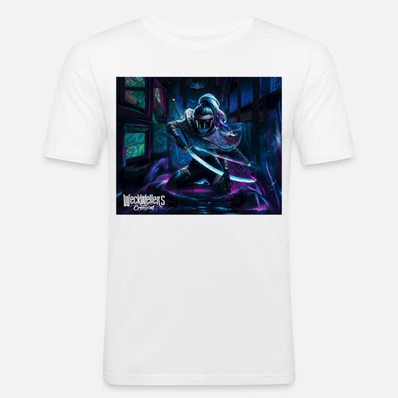 graffiti anime samurai - Männer Slim Fit T-Shirt - Weiß