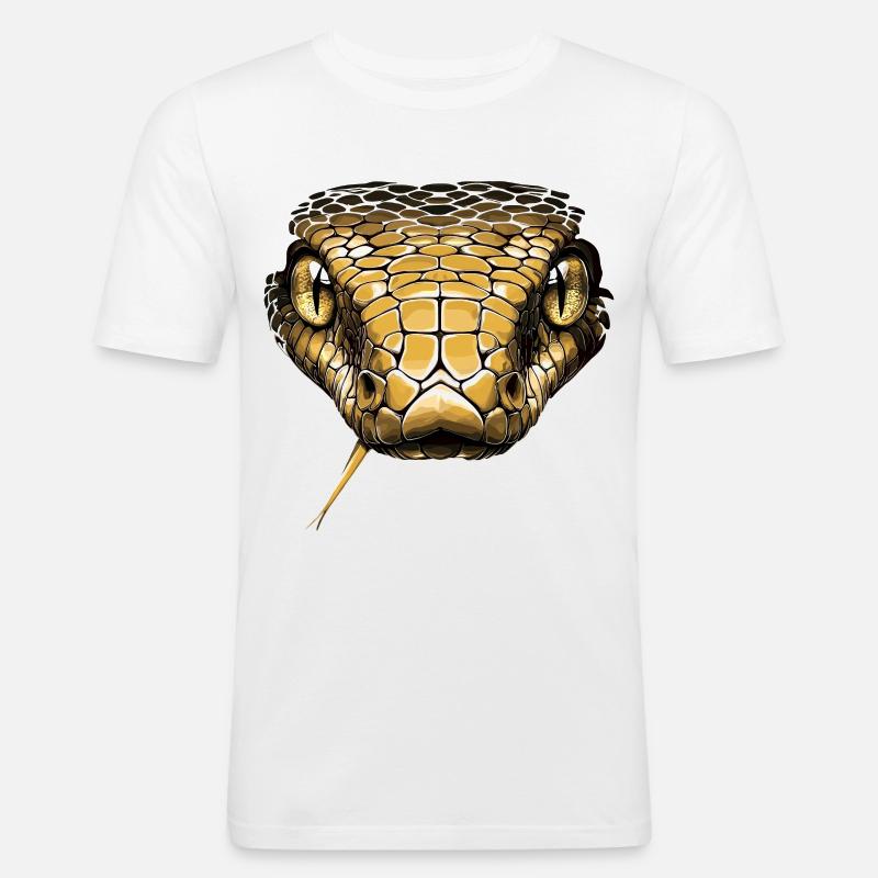 Schlange Python Kobra Mamba Klapperschlange Snake - Männer Slim Fit T-Shirt - Weiß