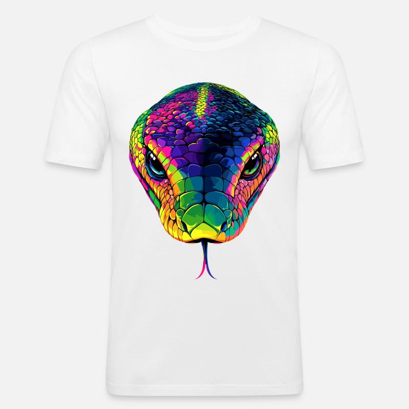 Schlange Python Kobra Mamba Klapperschlange Snake - Männer Slim Fit T-Shirt - Weiß