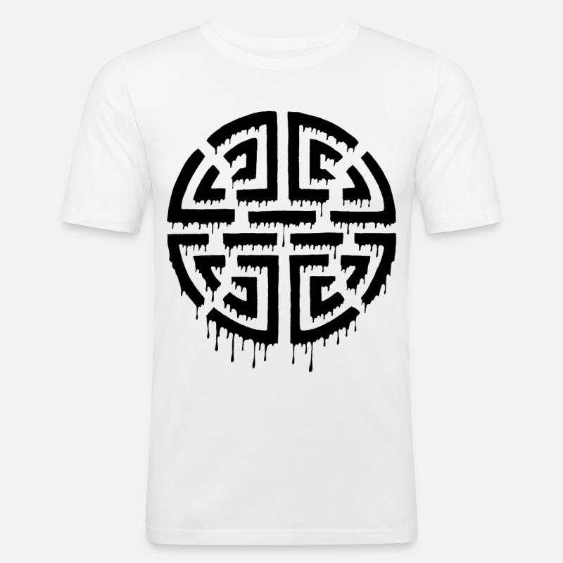 Graffiti eines schwarzen Labyrinths - Männer Slim Fit T-Shirt - Weiß