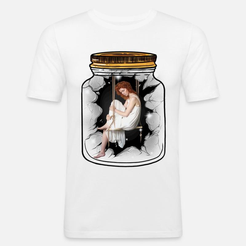 Emotionen Gefühle Depression Einsamkeit - Männer Slim Fit T-Shirt - Weiß