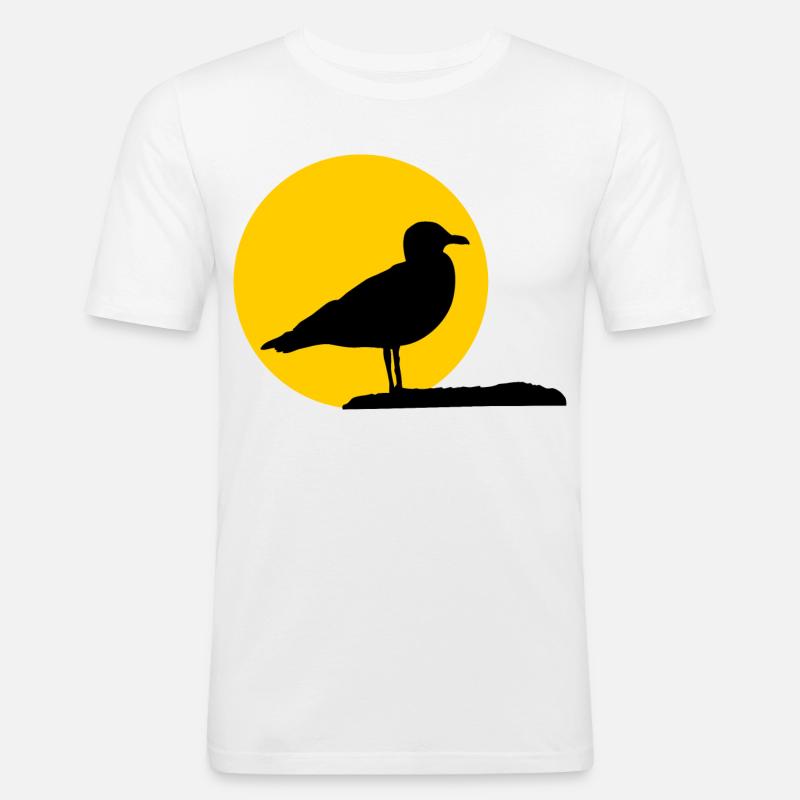 Möwe vor Sonne - Männer Slim Fit T-Shirt - Weiß