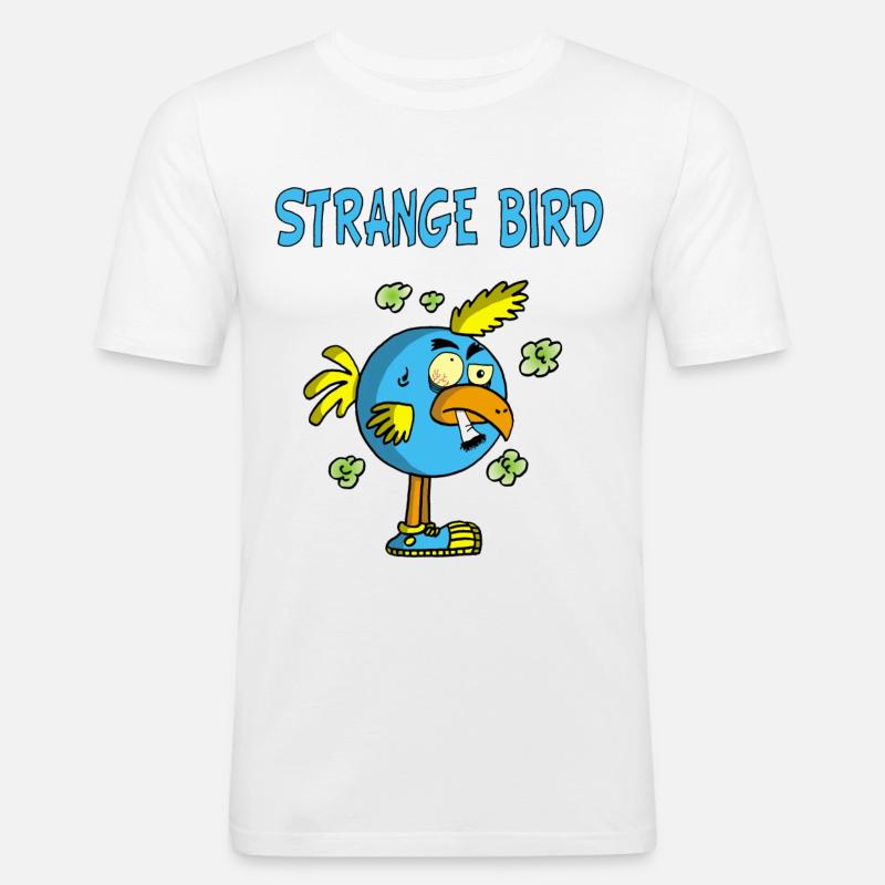 Seltsamer blauer Vogel - Männer Slim Fit T-Shirt - Weiß