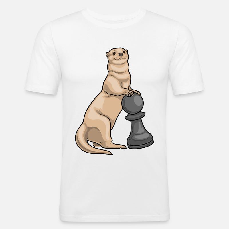 Otter Schachfigur Bauer Schach - Männer Slim Fit T-Shirt - Weiß