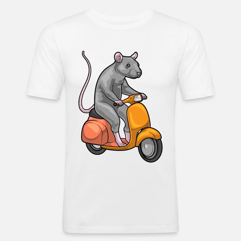 Ratte Motorroller - Männer Slim Fit T-Shirt - Weiß