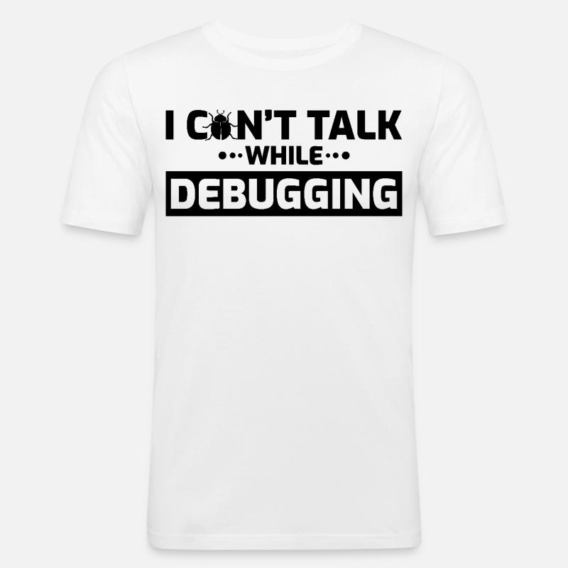 Ich kann beim Debuggen nicht sprechen - Männer Slim Fit T-Shirt - Weiß