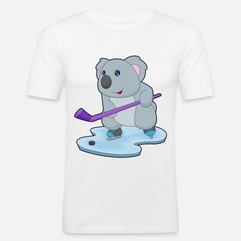 Koala Eishockey Eishockeyschläger - Männer Slim Fit T-Shirt - Weiß