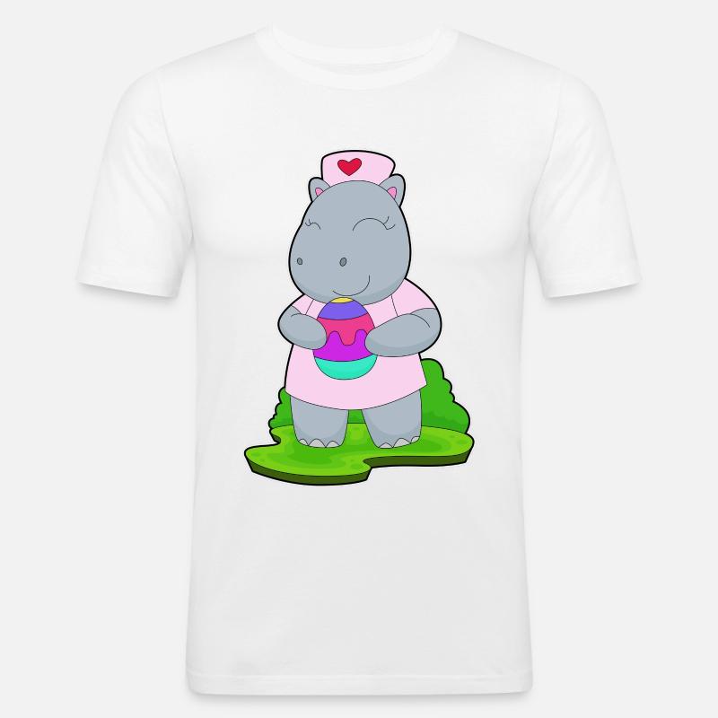 Nilpferd Ostern Krankenschwester - Männer Slim Fit T-Shirt - Weiß