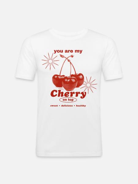 Cherry on Top – Sweet Perfection - Men's Slim Fit T-Shirt - white
