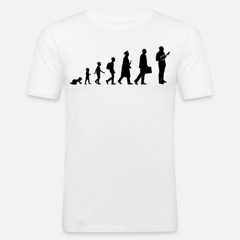 Entwicklung eines Ukulele Spielers - Männer Slim Fit T-Shirt - Weiß
