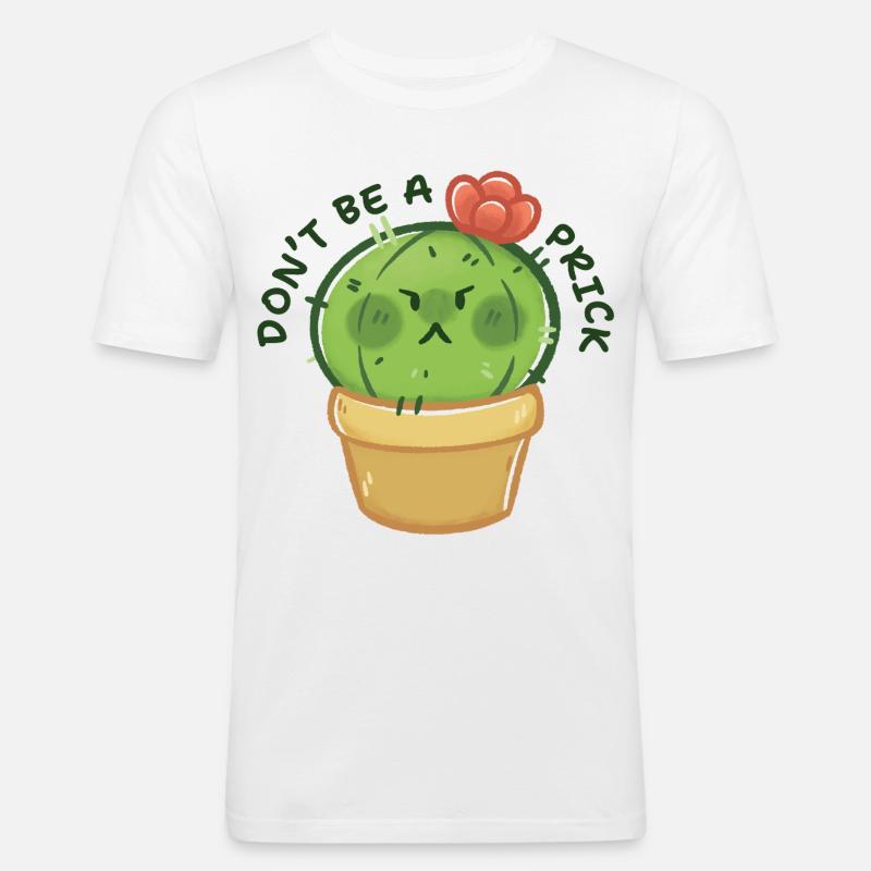 Grumpy Kaktus mit Botschaft - Männer Slim Fit T-Shirt - Weiß