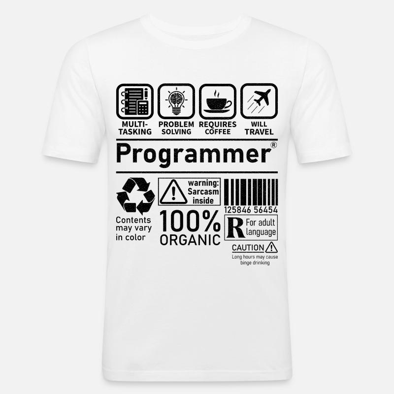 Programmer multi tasking problem solving requires - Männer Slim Fit T-Shirt - Weiß