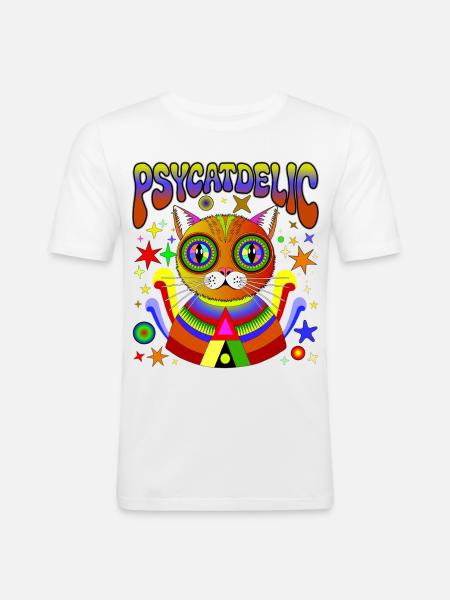 PSYCATDELIC - Men's Slim Fit T-Shirt - white