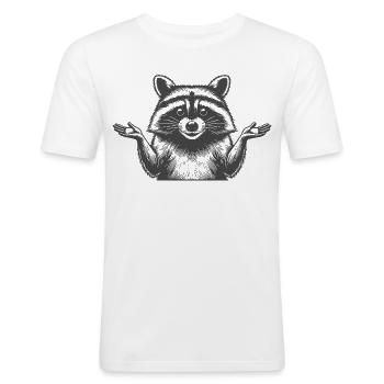 Waschbär  - Männer Slim Fit T-Shirt - Weiß - Vorne - Nik (191cm)