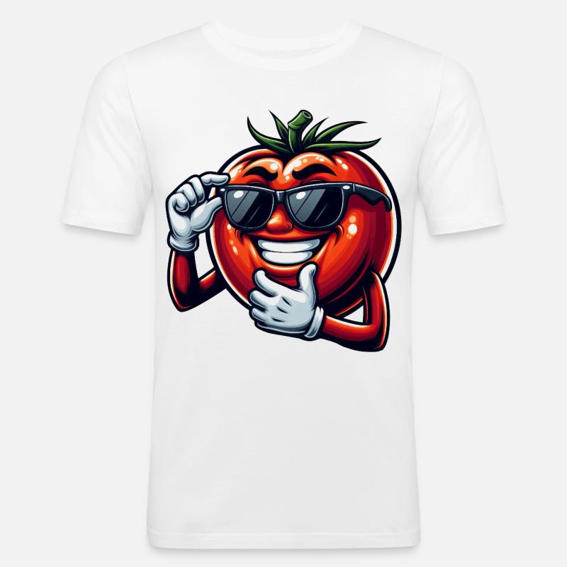 Coole Tomate mit Sonnenbrille Sommer Eitelkeit - Männer Slim Fit T-Shirt - Weiß