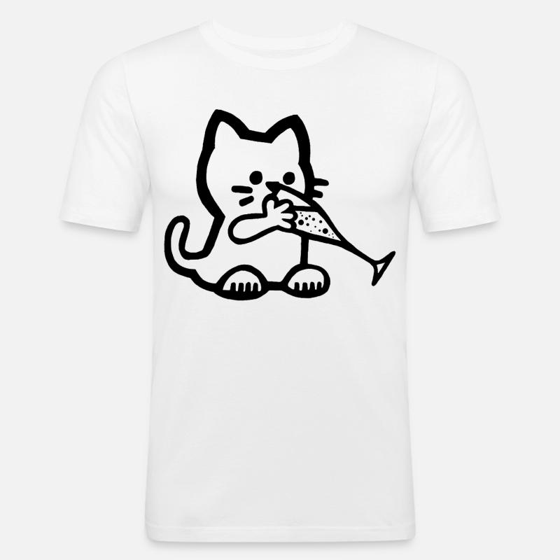 Durstiges Kätzchen - Männer Slim Fit T-Shirt - Weiß