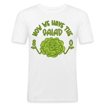 80. Geburtstag - Now we have the salad 80 - Männer Slim Fit T-Shirt - Weiß - Vorne - Nik (191cm)