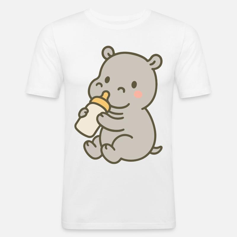 Flusspferdchen mit Fläschchen - Männer Slim Fit T-Shirt - Weiß