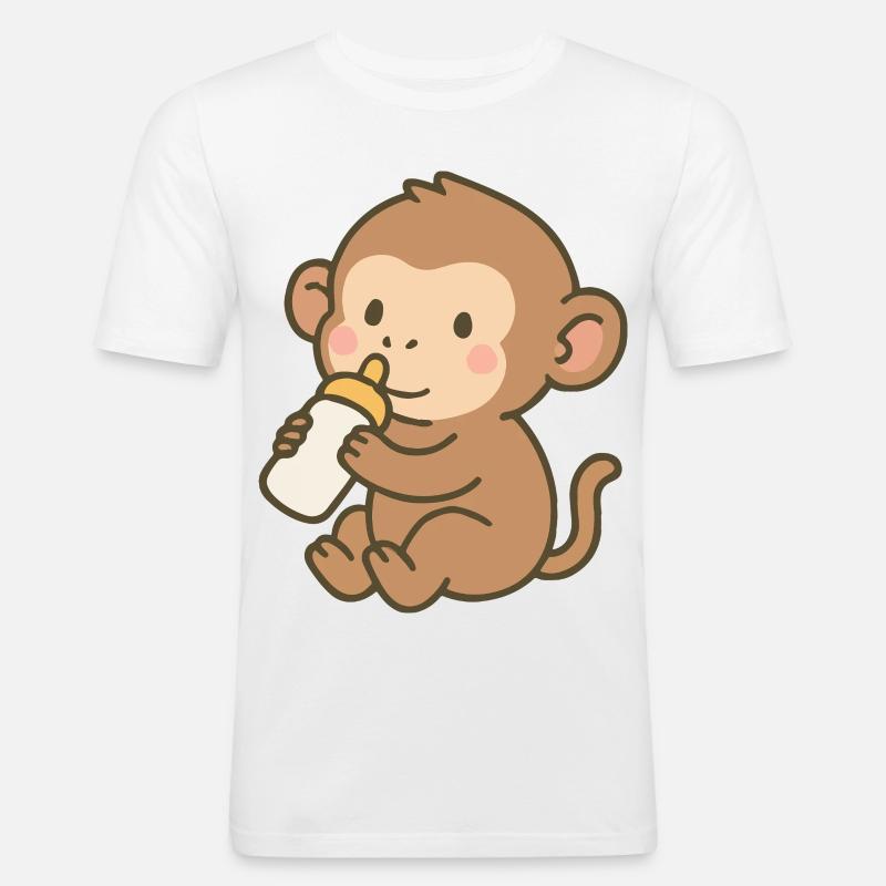 Fläschchen-Äffchen - Männer Slim Fit T-Shirt - Weiß