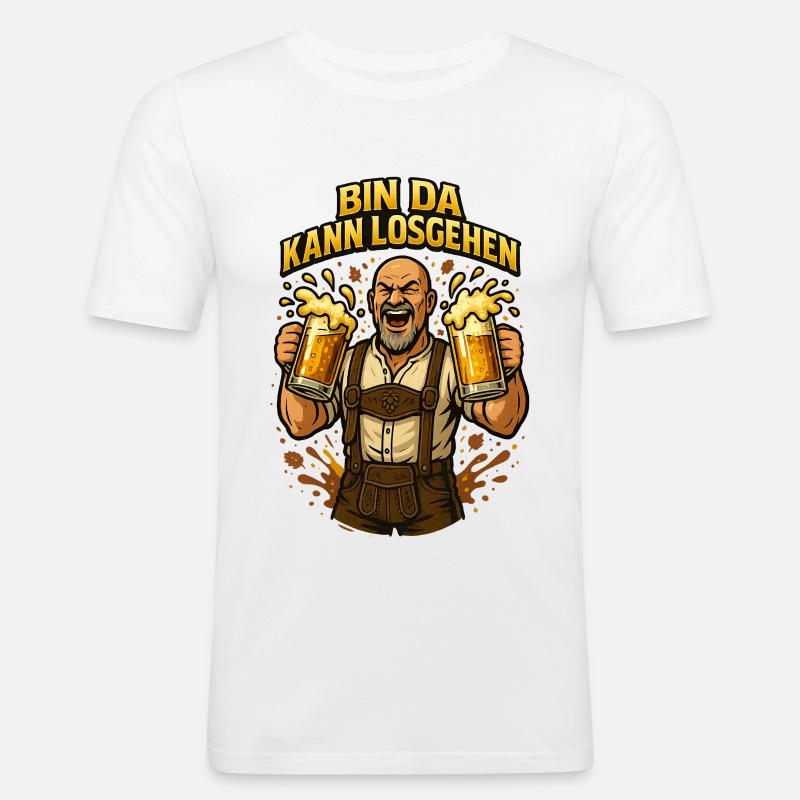 Bier Bierkrug Bierflasche Bierzelt Biergarten - Männer Slim Fit T-Shirt - Weiß