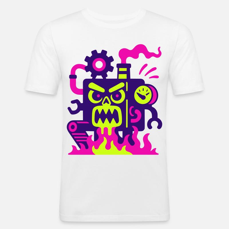 Monster Machine on Fire - Männer Slim Fit T-Shirt - Weiß