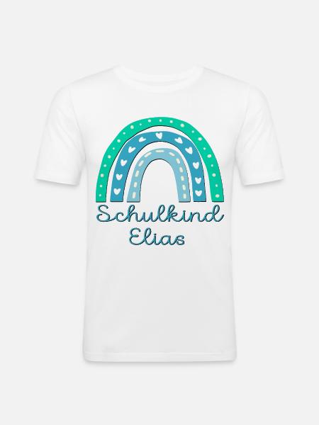 SCHULANFANG SCHULKIND ELIAS - Männer Slim Fit T-Shirt - Weiß