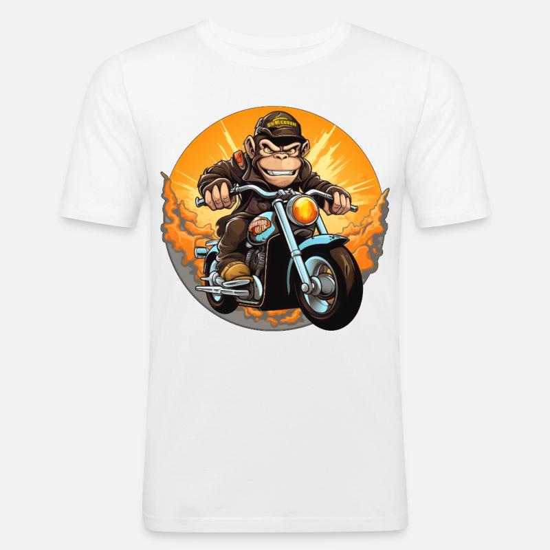 Affe Motorrad / Motorradfahrer Affen - Männer Slim Fit T-Shirt - Weiß