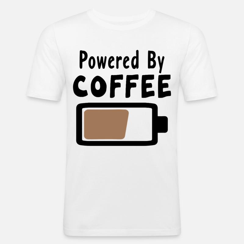 Powered By Coffee - Déclaration sur le café - T-shirt près du corps Homme - blanc