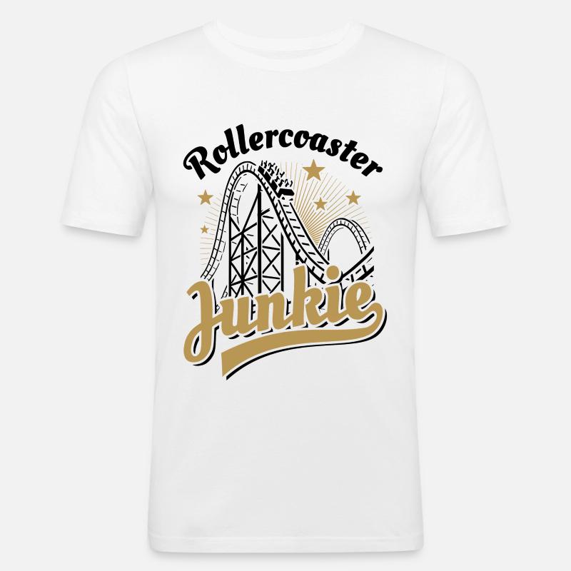 Rollercoaster Junkie - Roller Coaster - Loop - Men's Slim Fit T-Shirt - white