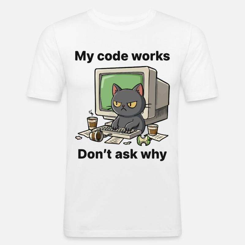 Mein Code funktioniert Frag nicht warum - Männer Slim Fit T-Shirt - Weiß