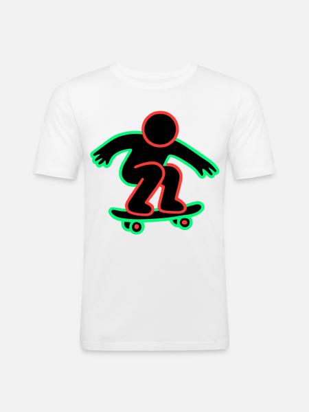 Neon Skateboarder Line Art - Men's Slim Fit T-Shirt - white