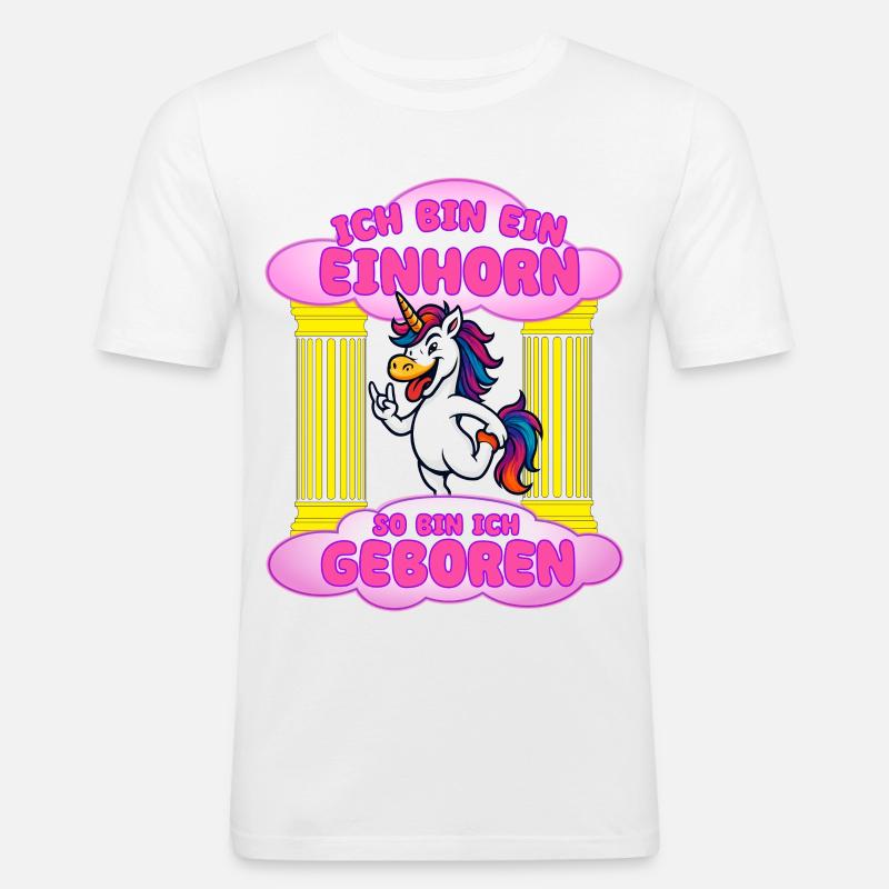 Ich bin Einhorn Geburt - Männer Slim Fit T-Shirt - Weiß
